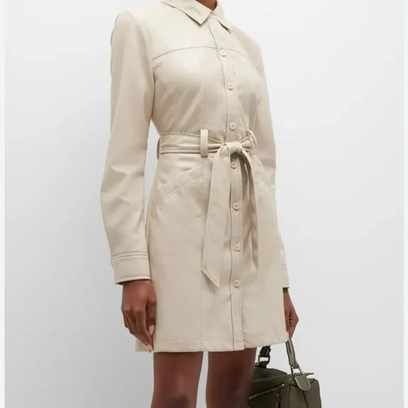 Jonathan Simkhai standard Karlee vegan leather belted waist tie mini dress - Picture 8 of 8